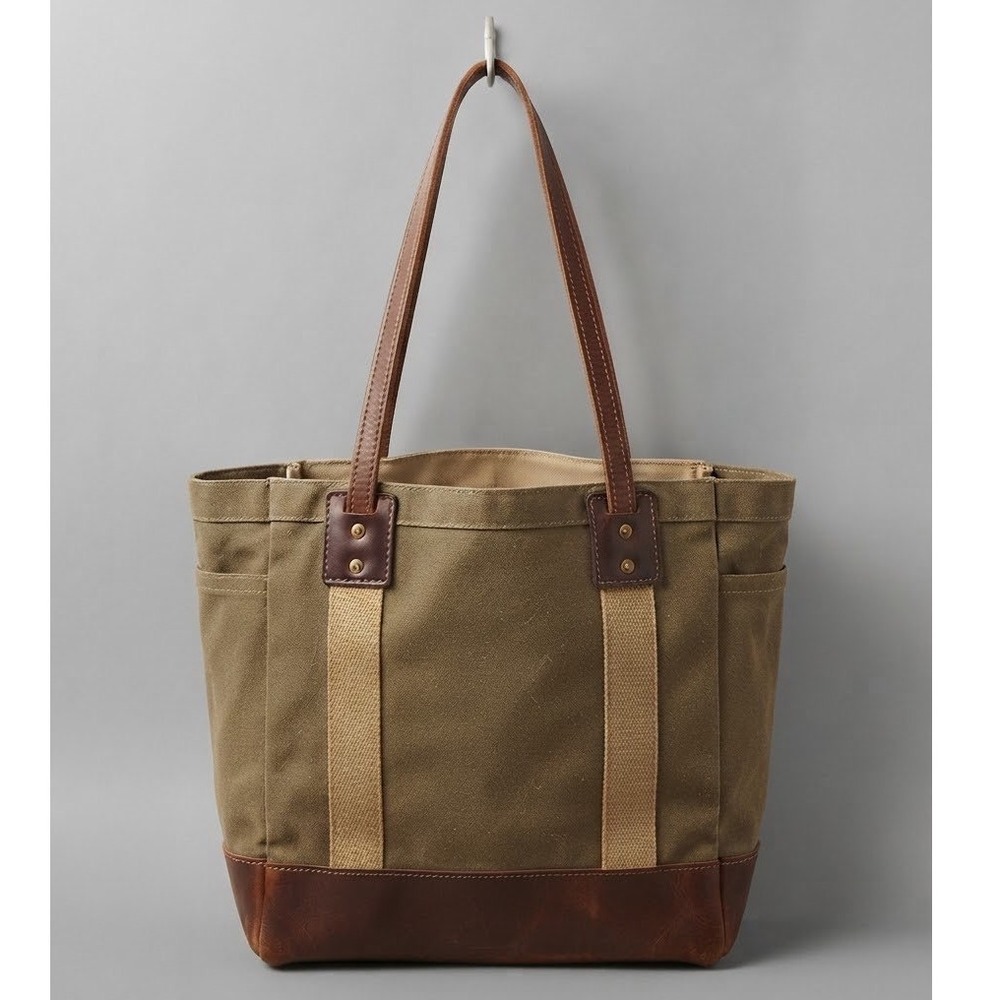 Artifact Bag Co American Handmade Waxed Canvas Leather Utility Tote Bag Rugged